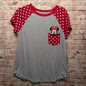 Disney Minnie Mouse T-shirt Pocket Tee Junior Size Large